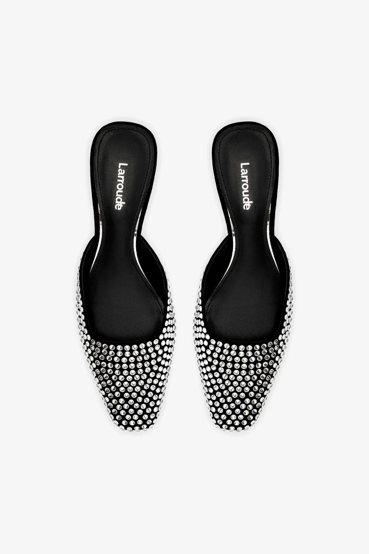 Amal Crystal Mule In Black Suede