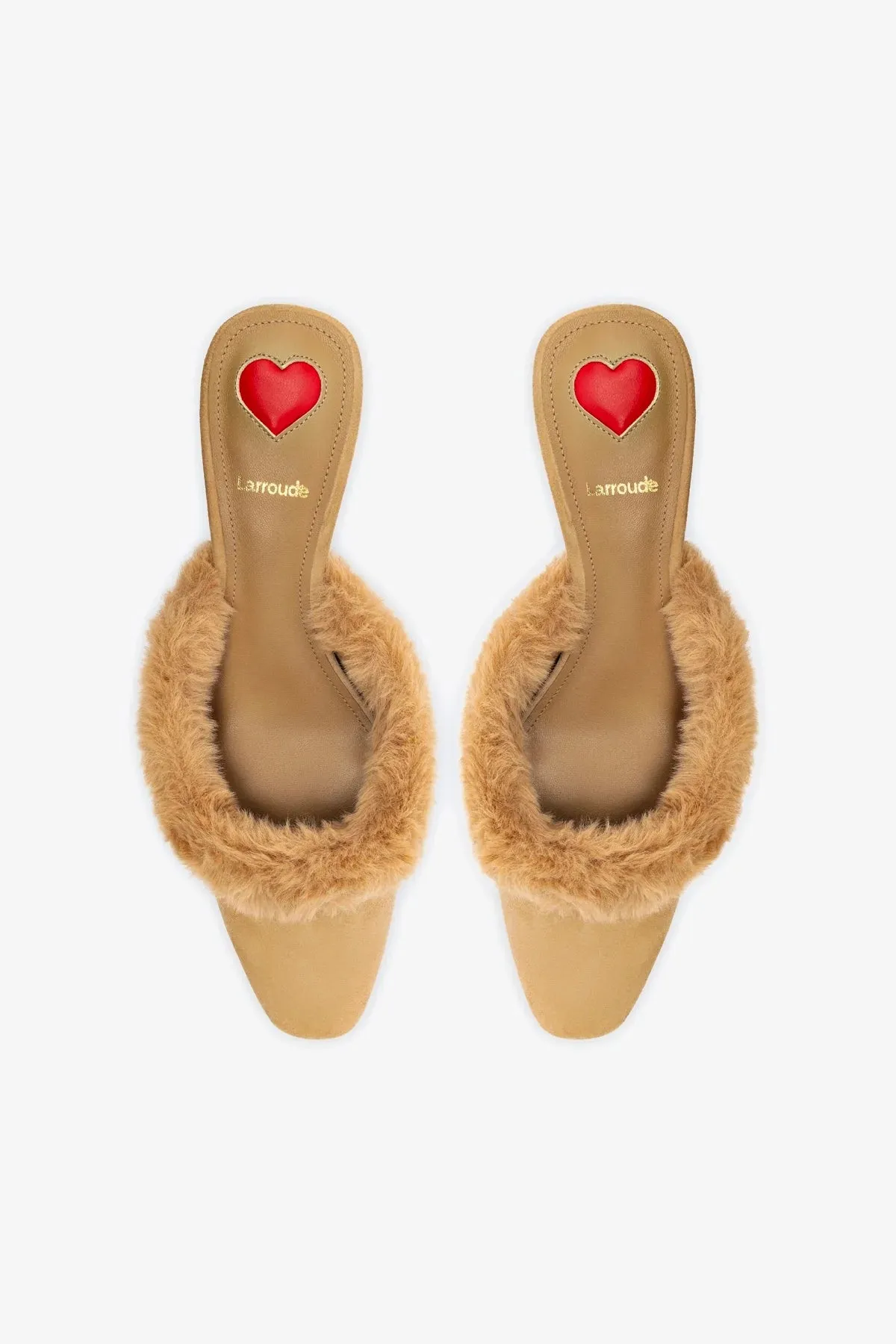 Amal Faux Fur Mule In Peanut Suede