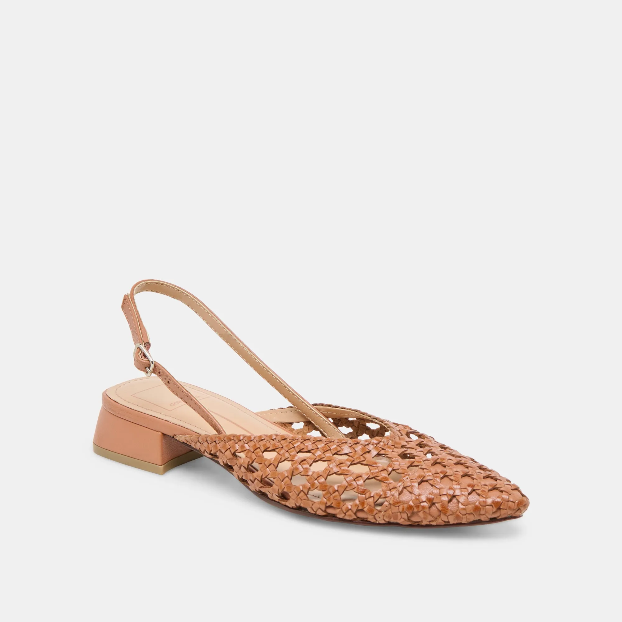 BIRDIE FLATS TAN WOVEN LEATHER