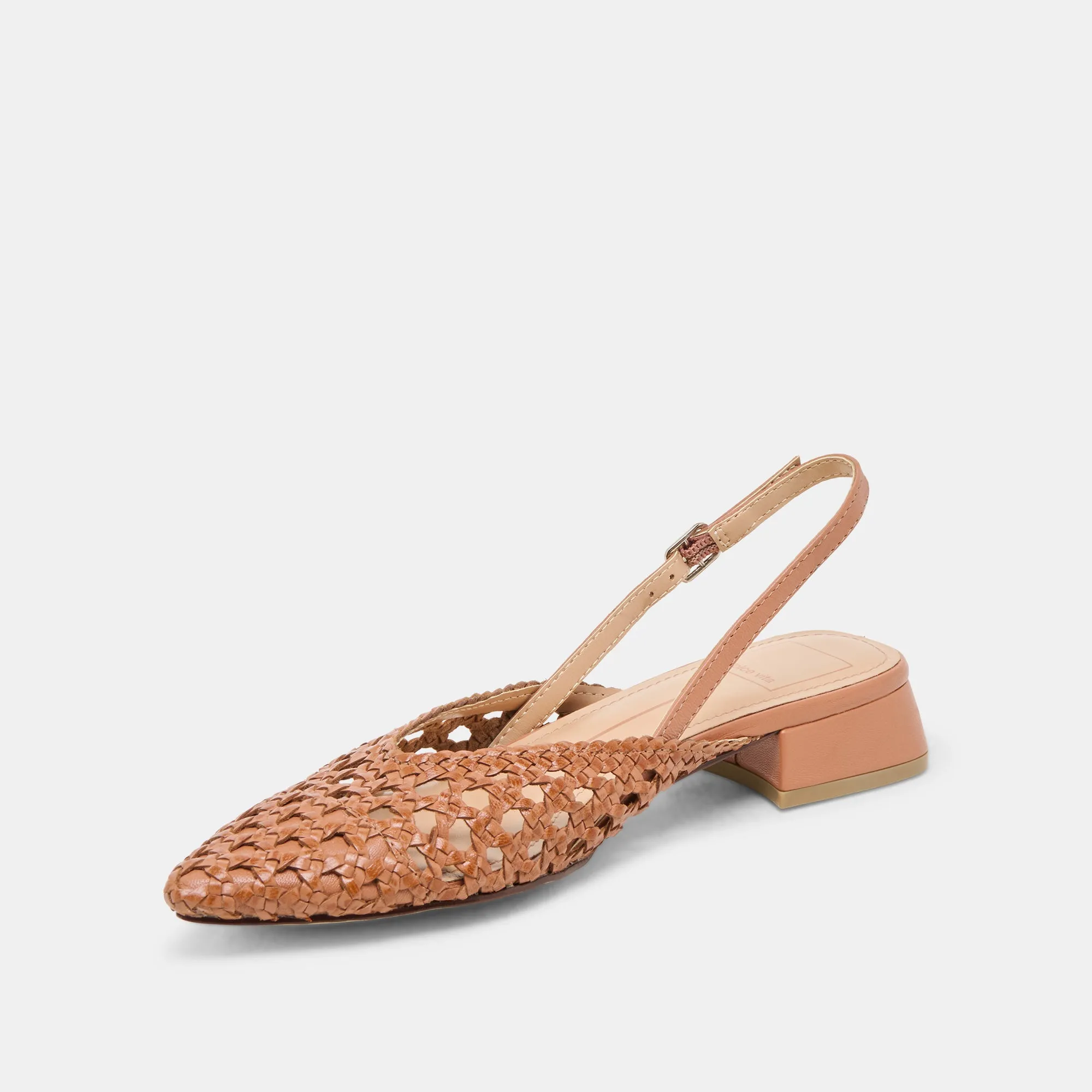 BIRDIE FLATS TAN WOVEN LEATHER