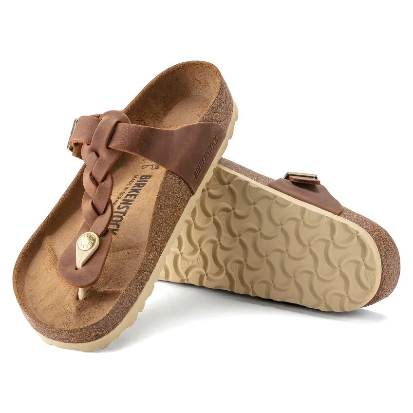 Birkenstock Shoes Gizeh Braided Cognac Oiled Leather
