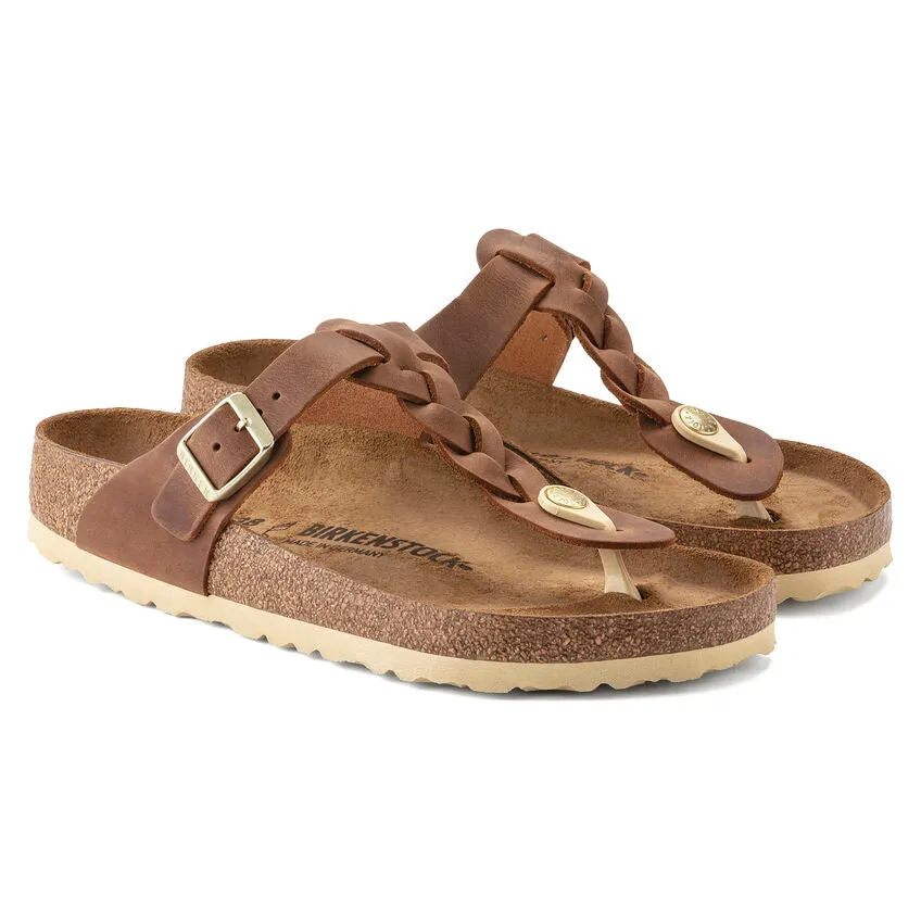 Birkenstock Shoes Gizeh Braided Cognac Oiled Leather