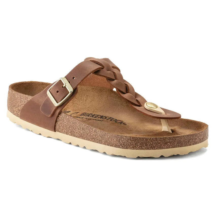 Birkenstock Shoes Gizeh Braided Cognac Oiled Leather