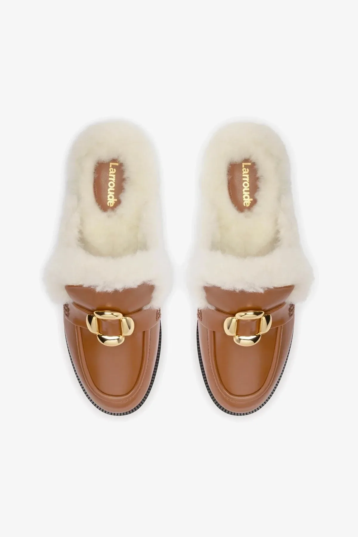 Bobbie Mule In Caramel Leather and Natural Shearling