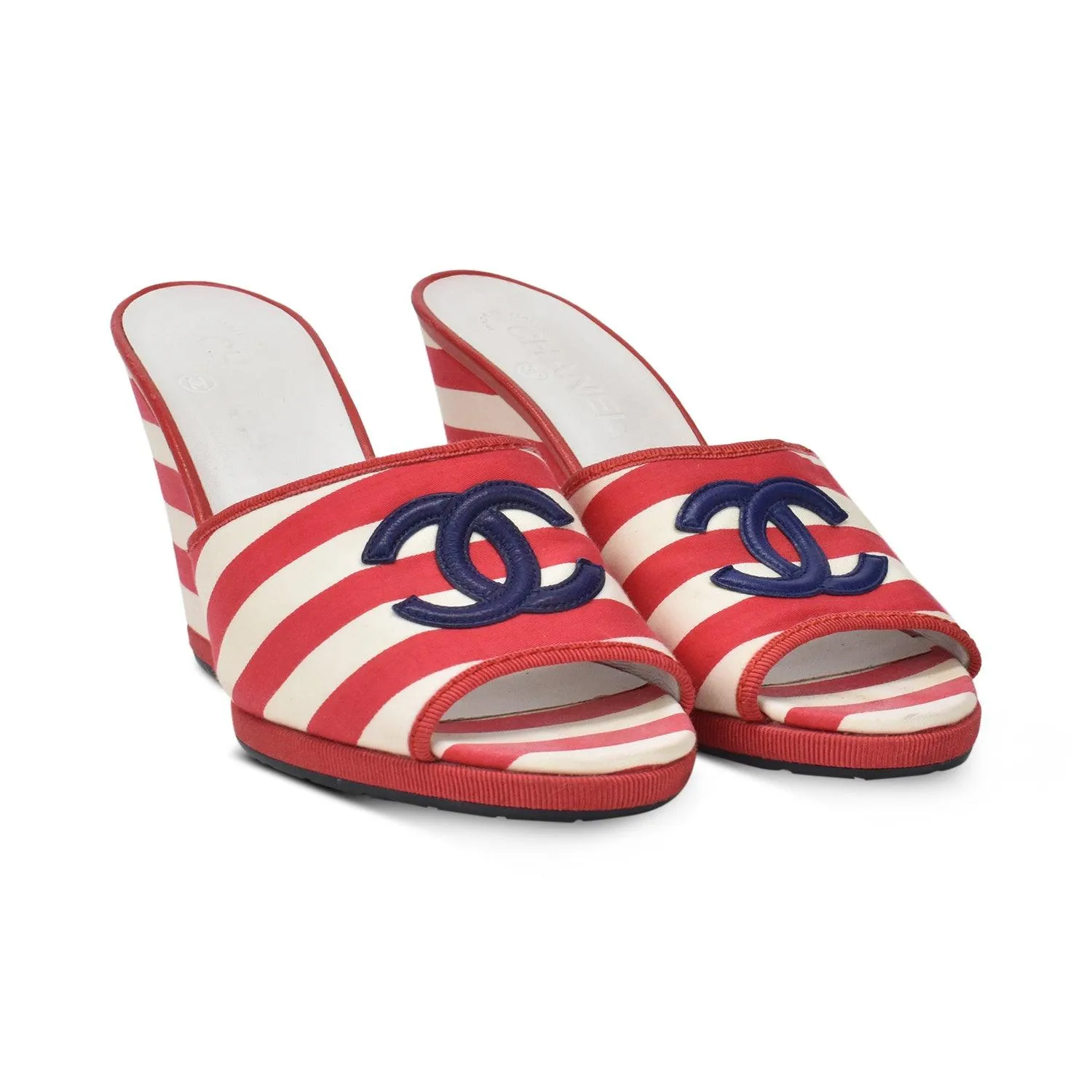 Chanel Striped Wedges - Women's 39