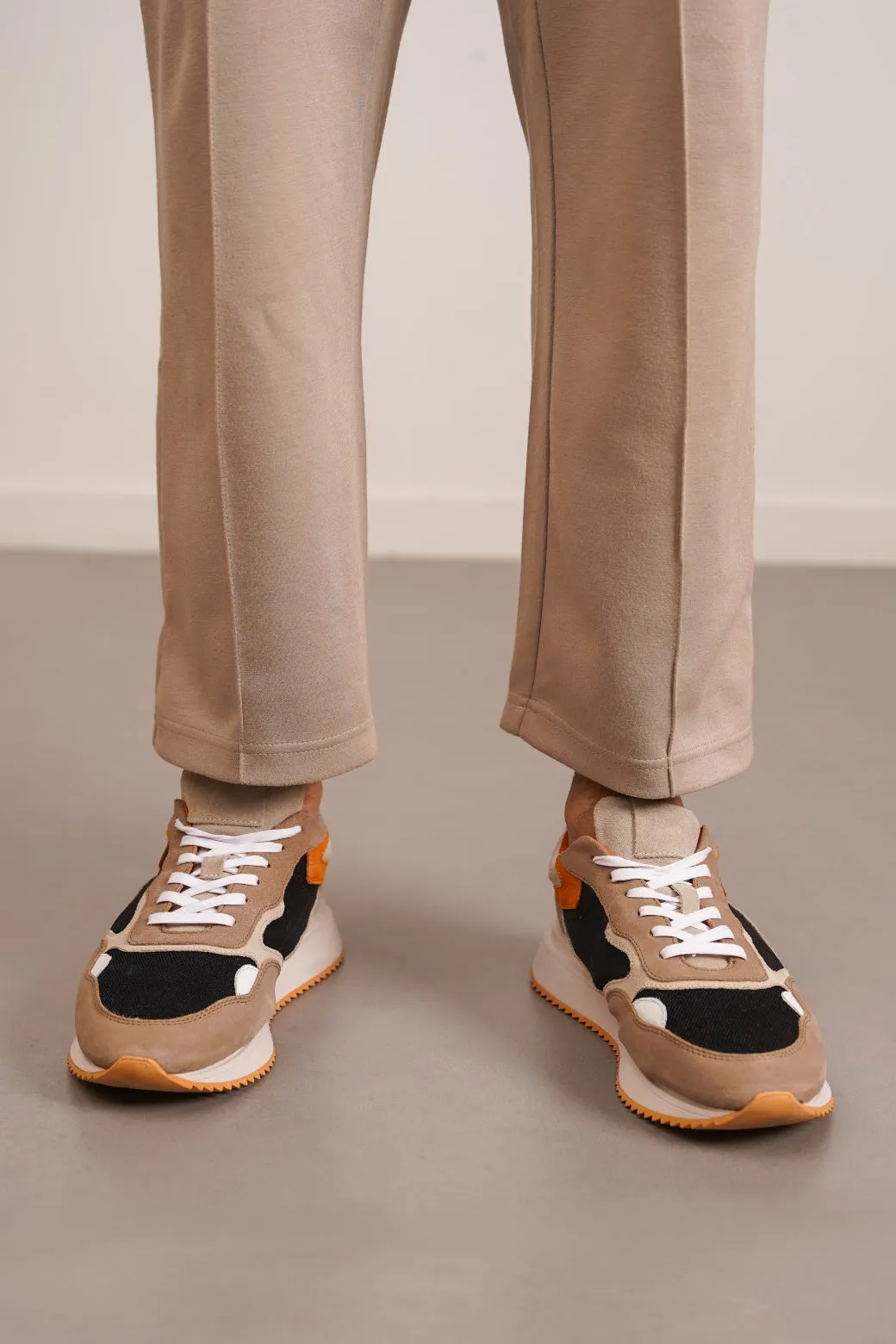 CONTRAST LEATHER JOGGERS