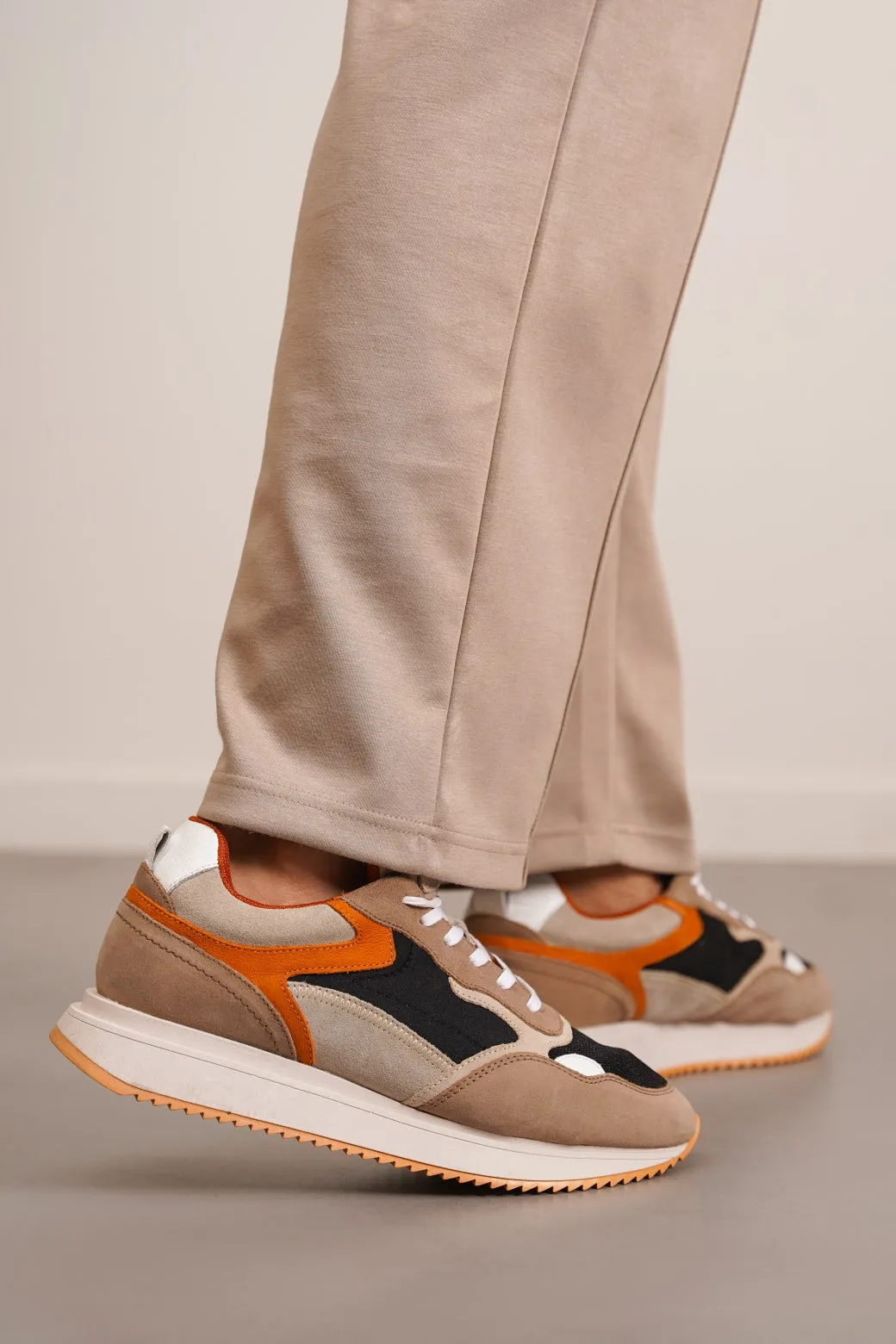 CONTRAST LEATHER JOGGERS