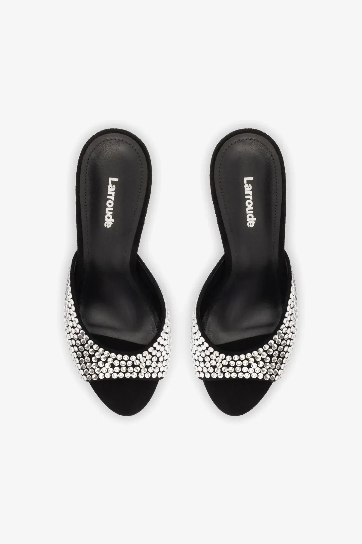 Jasmine Hi Mule In Black Suede and Crystals