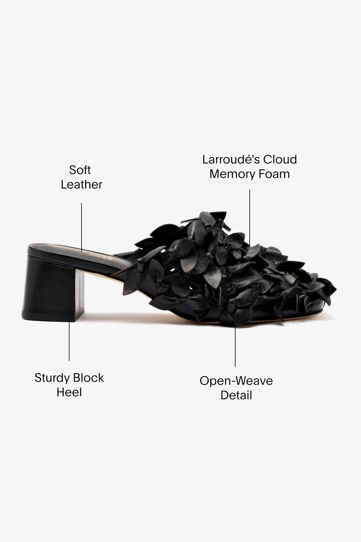 Larroudé x Jonathan Cohen Dew Drop Mule In Black Leather
