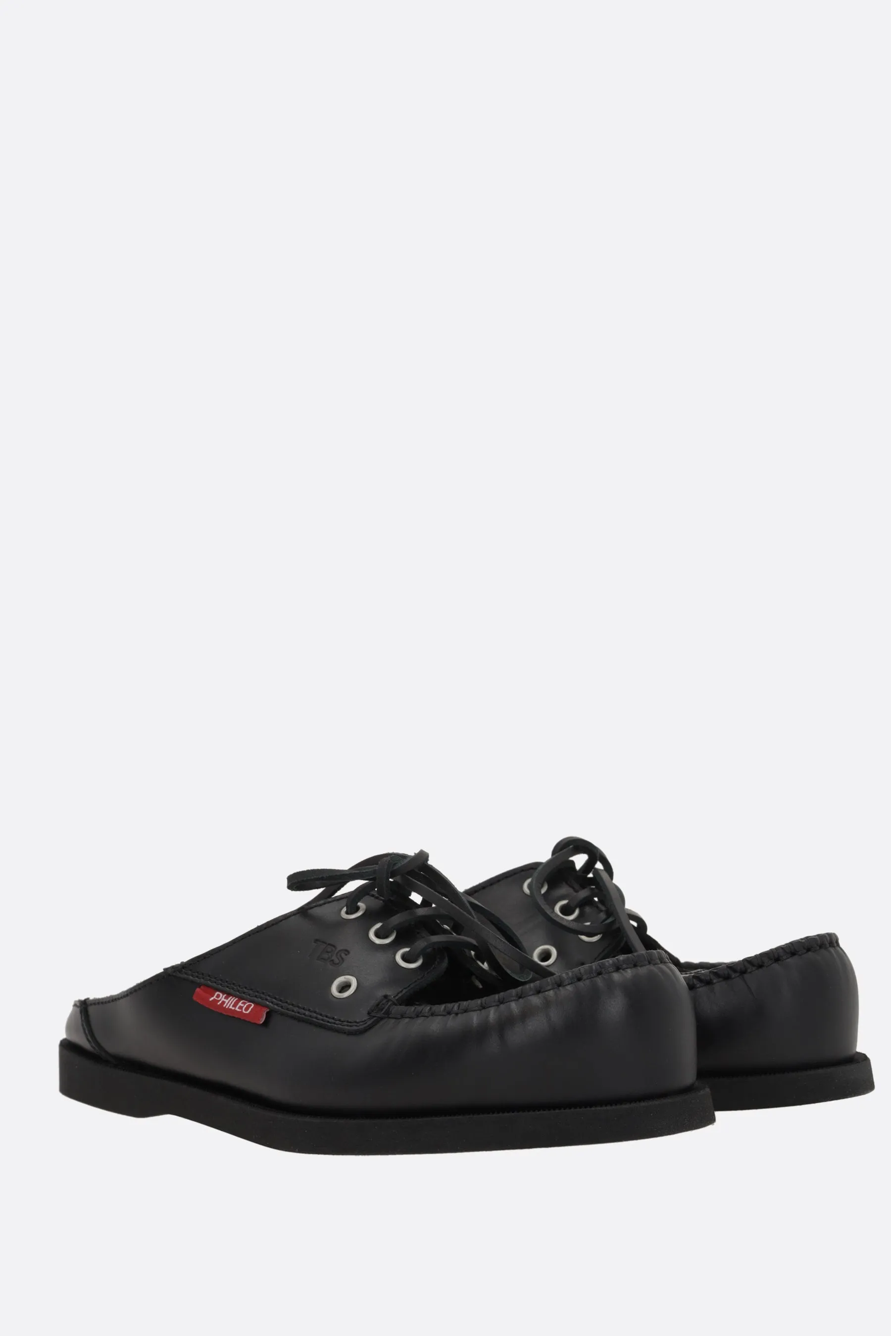 Phileo x TBS flat mules in smooth leather