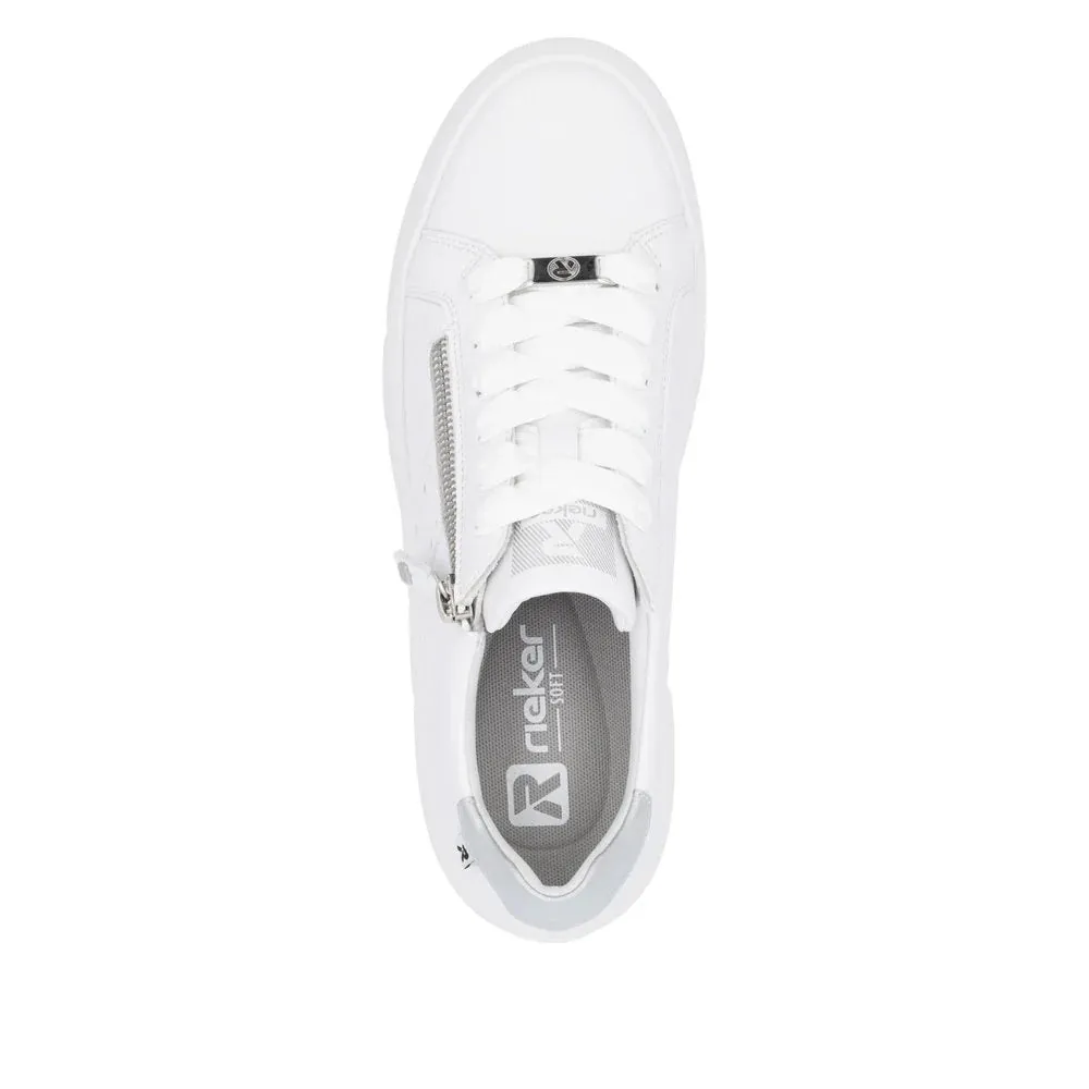 Rieker Shoes W2605-80 White Sneaker Lace/Zip