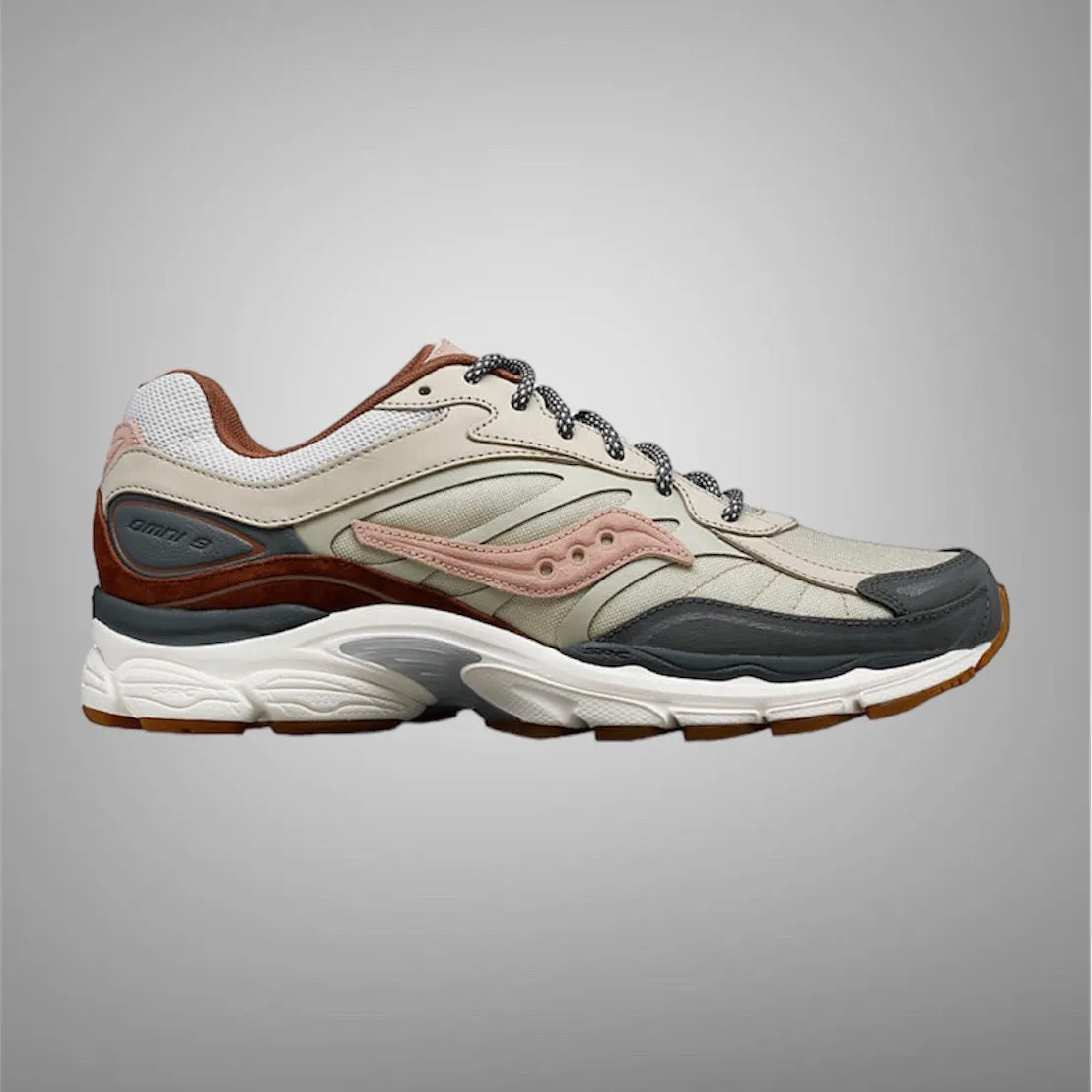 Shoes Saucony Saucony Mens Progrid OMNI 9 Tan Grey Pink