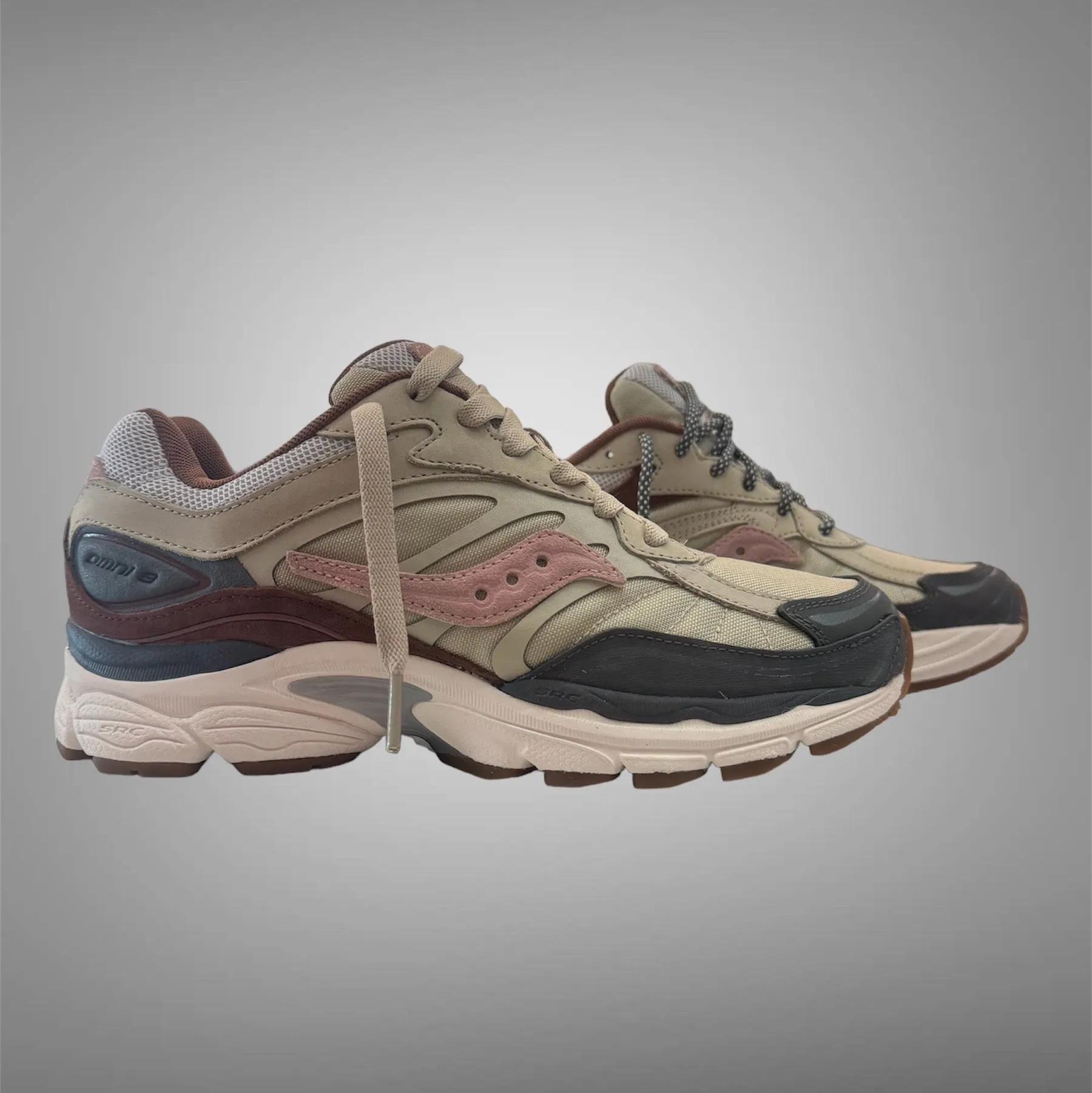 Shoes Saucony Saucony Mens Progrid OMNI 9 Tan Grey Pink