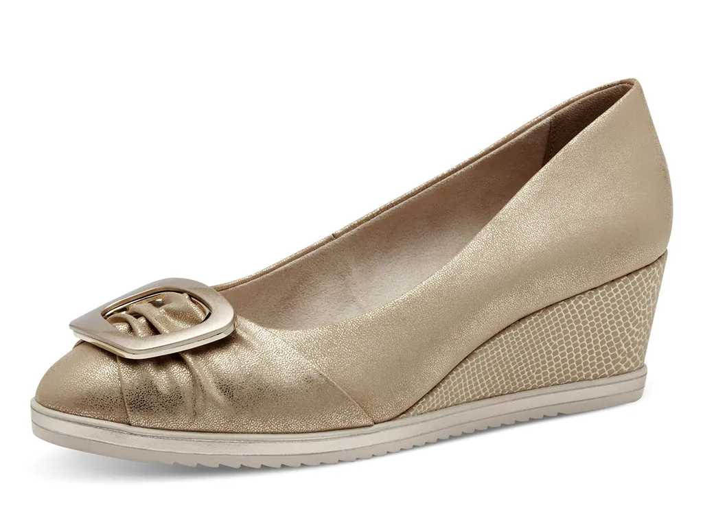 Tamaris 1-22323-44 Gold Wedged Pump