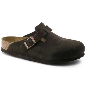 Women Boston Suede Soft Footbed Mules - Regular/wide In Mocha