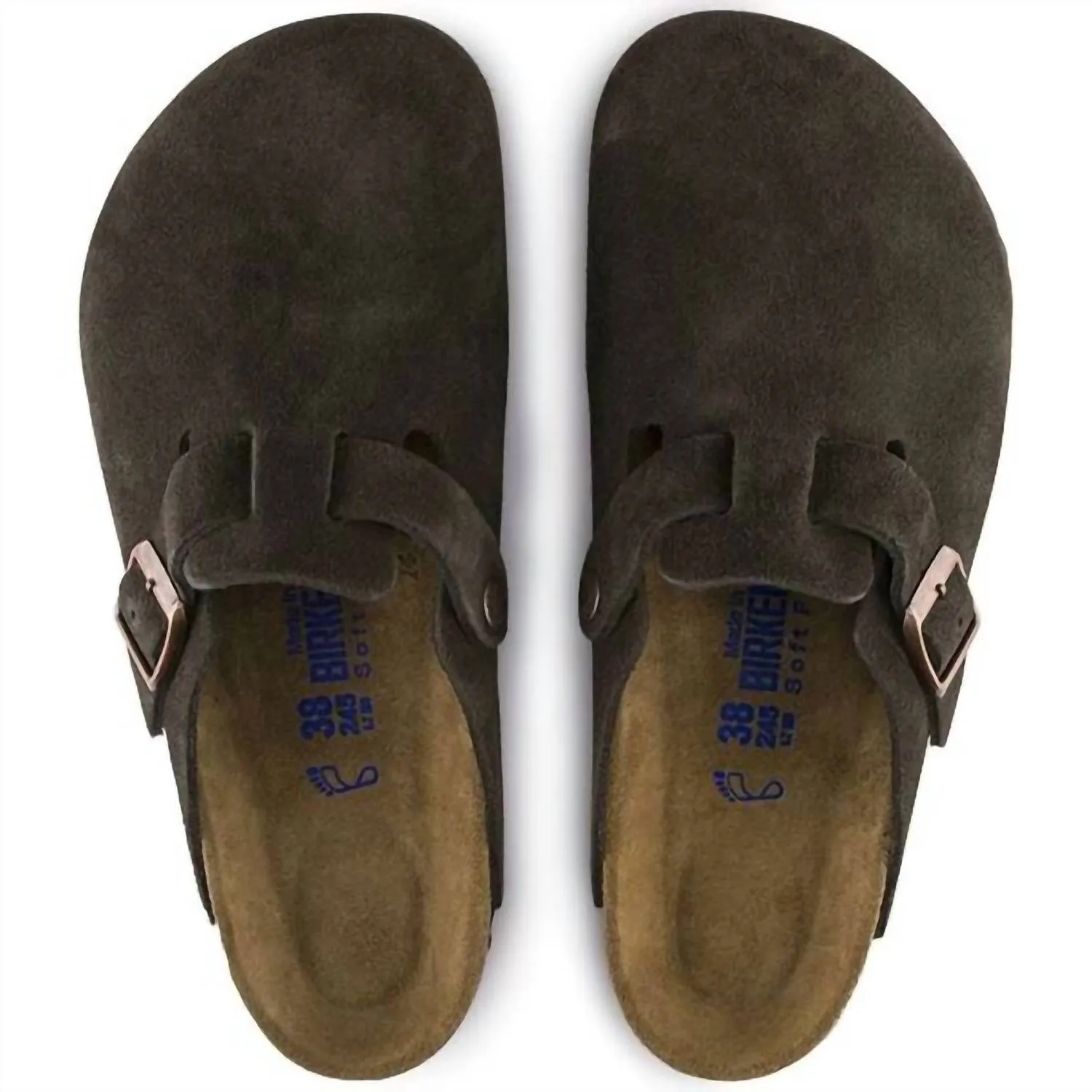 Women Boston Suede Soft Footbed Mules - Regular/wide In Mocha