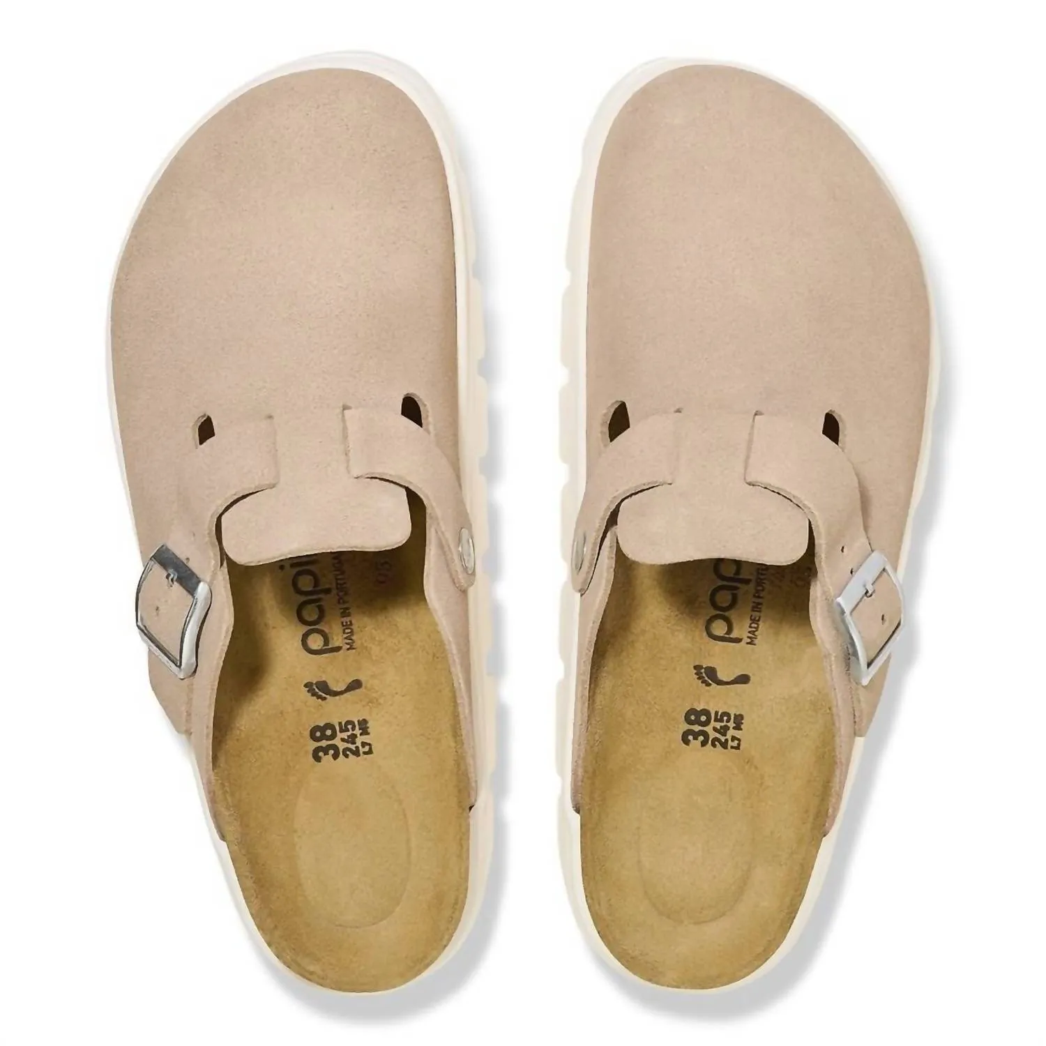 Women's Boston Chunky Suede Leather Clog In Warm Sand