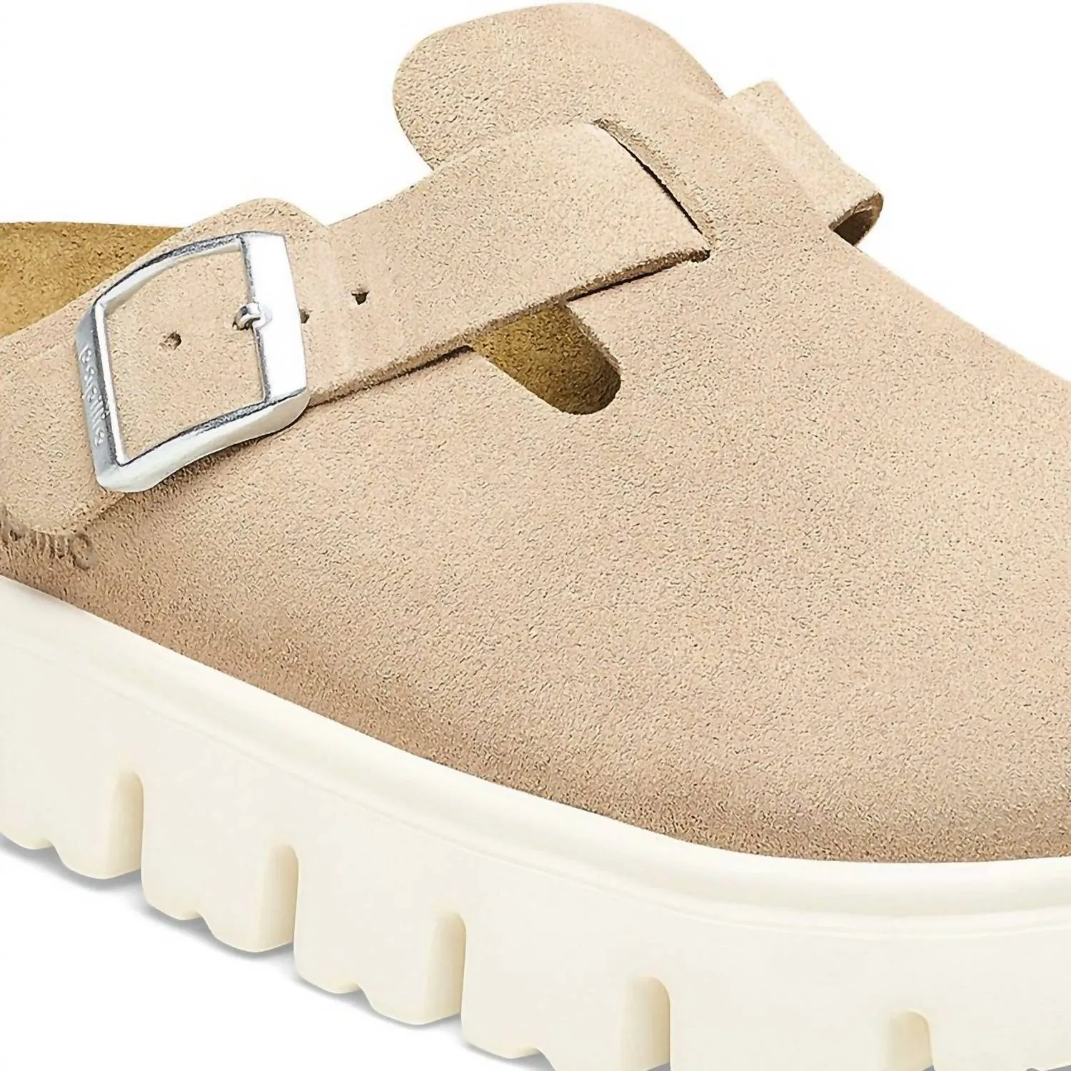 Women's Boston Chunky Suede Leather Clog In Warm Sand