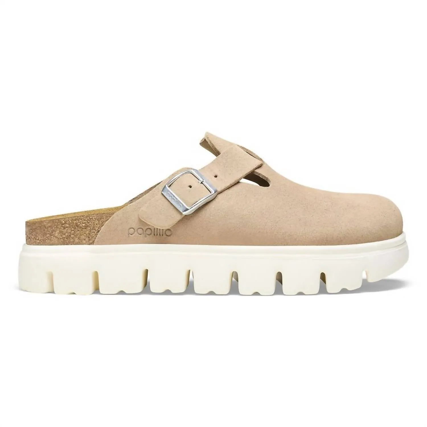 Women's Boston Chunky Suede Leather Clog In Warm Sand